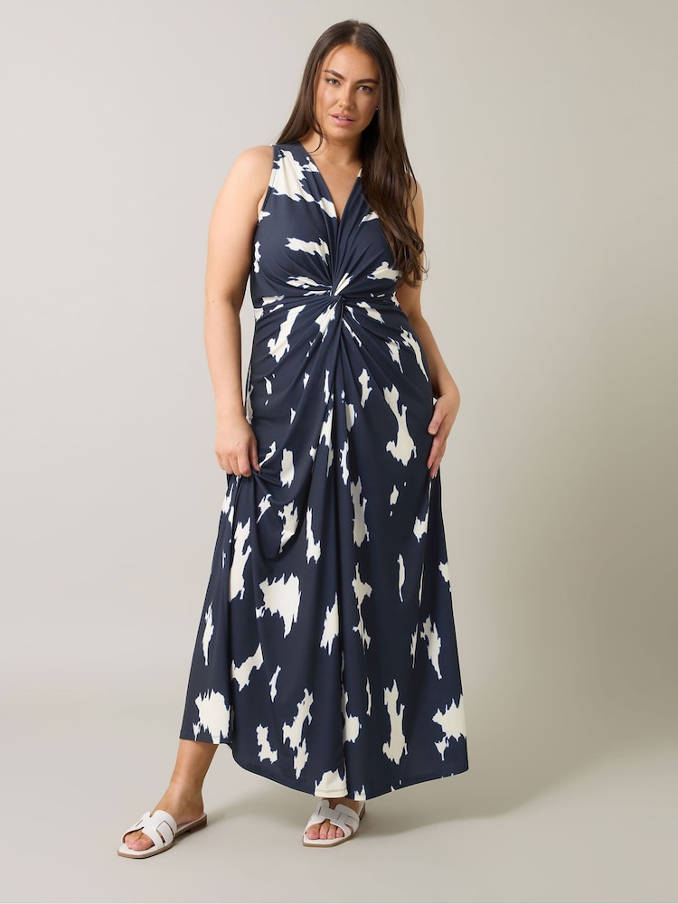 Evans Blue Markings Print ITY Dress - Image 1 of 5