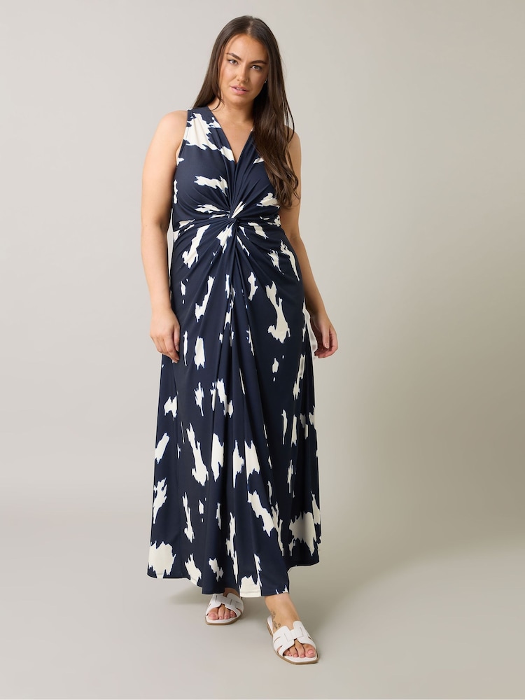 Evans Blue Markings Print ITY Dress - Image 2 of 5