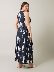 Evans Blue Markings Print ITY Dress - Image 3 of 5