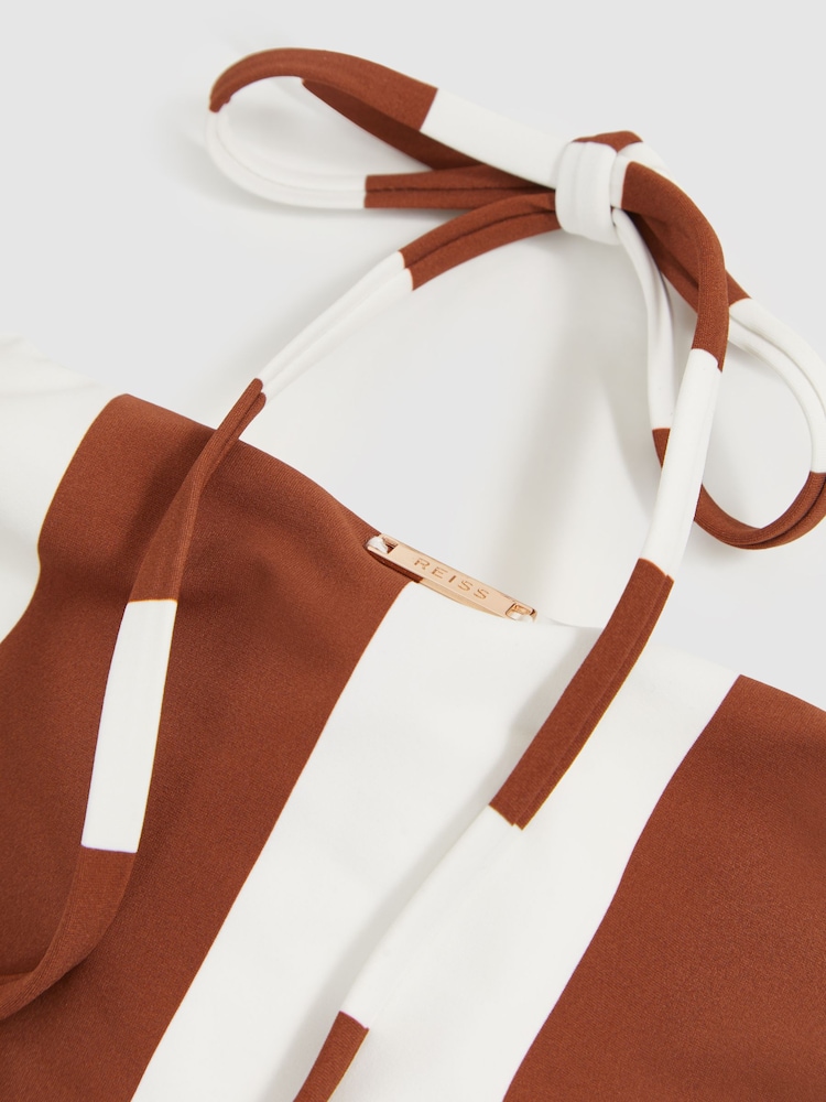 Reiss Brown/White Kennedy Stripe Cross-Back Swimsuit - Image 5 of 5