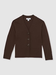 Reiss Chocolate Tyla Cardigan - Image 1 of 4