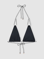 Reiss Navy/White Effie Triangle Twist-Strap Bikini Top - Image 2 of 7