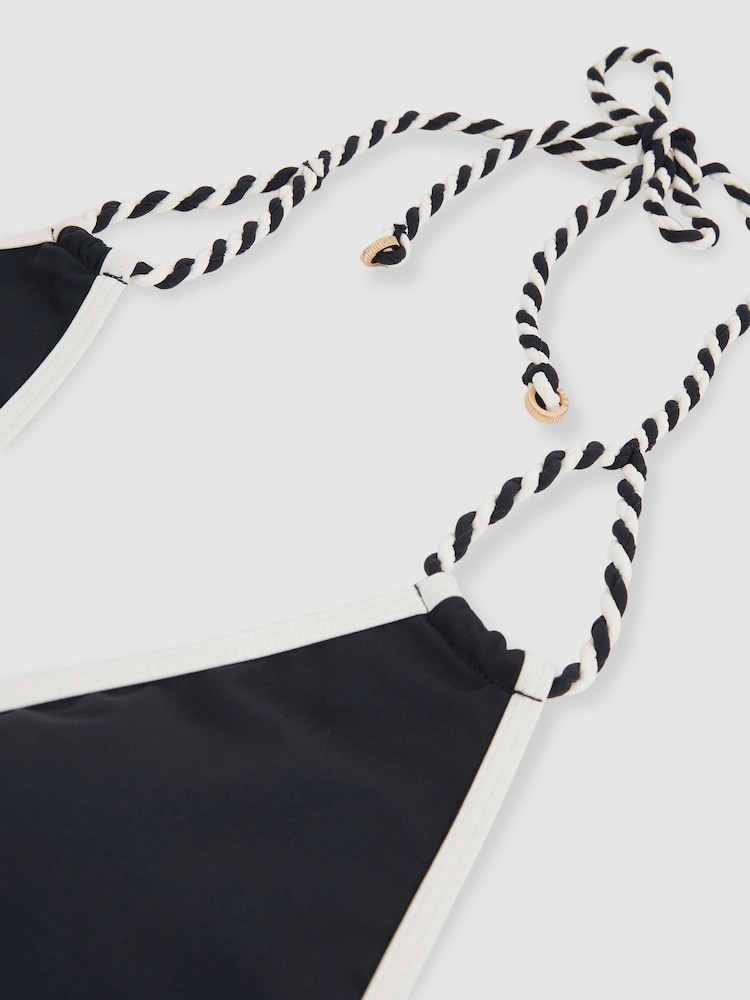 Reiss Navy/White Effie Triangle Twist-Strap Bikini Top - Image 7 of 7