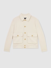 Reiss Light Stone Barry Cotton-Blend Button-Through Jacket - Image 2 of 5