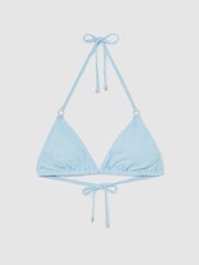 Reiss Blue Wynee Textured Wave Triangle Bikini Top - Image 2 of 5