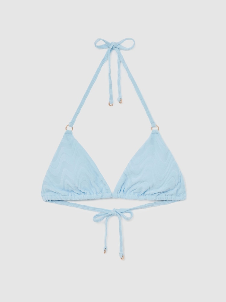 Reiss Blue Wynee Textured Wave Triangle Bikini Top - Image 2 of 5