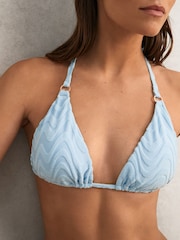 Reiss Blue Wynee Textured Wave Triangle Bikini Top - Image 3 of 5
