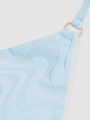 Reiss Blue Wynee Textured Wave Triangle Bikini Top - Image 5 of 5