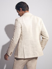 Reiss Stone Bloomfield Linen-Cotton Single-Breasted Suit Blazer Slim-Fit - Image 5 of 7