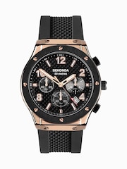 Sekonda Sports Mens 43mm Black Titan Watch with Black Silicone Strap & White Dial - Image 1 of 6