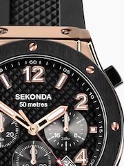Sekonda Sports Mens 43mm Black Titan Watch with Black Silicone Strap & White Dial - Image 2 of 6