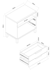 White Bronx Oak Effect 2 Drawer Wide Bedside Table - Image 4 of 4
