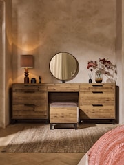 Dark Bronx Oak Effect 7 Drawer Wide Dressing Table - Image 1 of 11