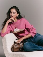 Bright Pink Pie Graphic Crew Neck Jumper With Wool - Image 1 of 10