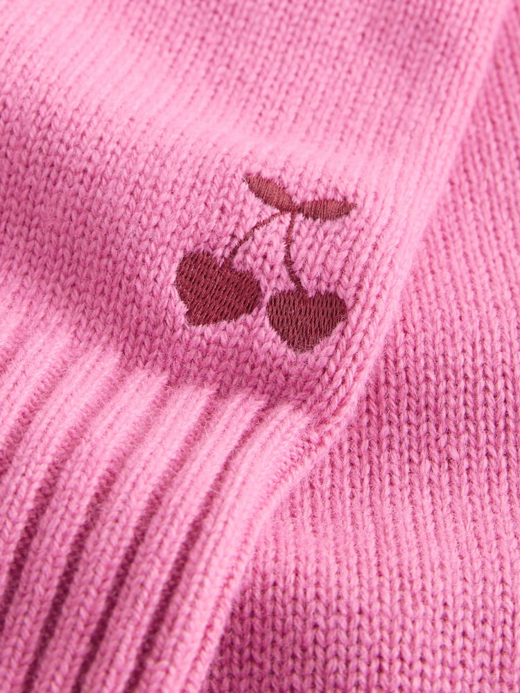 Bright Pink Pie Graphic Crew Neck Jumper With Wool - Image 10 of 10