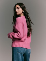 Bright Pink Pie Graphic Crew Neck Jumper With Wool - Image 4 of 10
