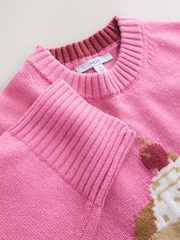 Bright Pink Pie Graphic Crew Neck Jumper With Wool - Image 7 of 10