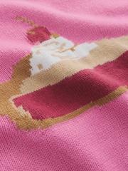 Bright Pink Pie Graphic Crew Neck Jumper With Wool - Image 9 of 10