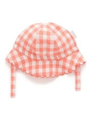 Purebaby Orange Coral Gingham Sun Hat - Image 1 of 4