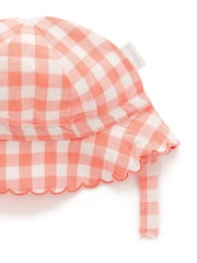 Purebaby Orange Coral Gingham Sun Hat - Image 3 of 4