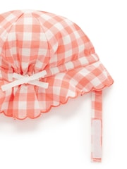 Purebaby Orange Coral Gingham Sun Hat - Image 4 of 4