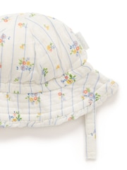 Purebaby Blue Floral Print 100% Cotton Ruffle Sunhat - Image 3 of 5
