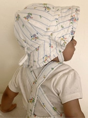 Purebaby Blue Floral Print 100% Cotton Ruffle Sunhat - Image 5 of 5