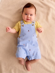 Purebaby Blue Yacht Embroidered Dungaree Set - Image 1 of 5
