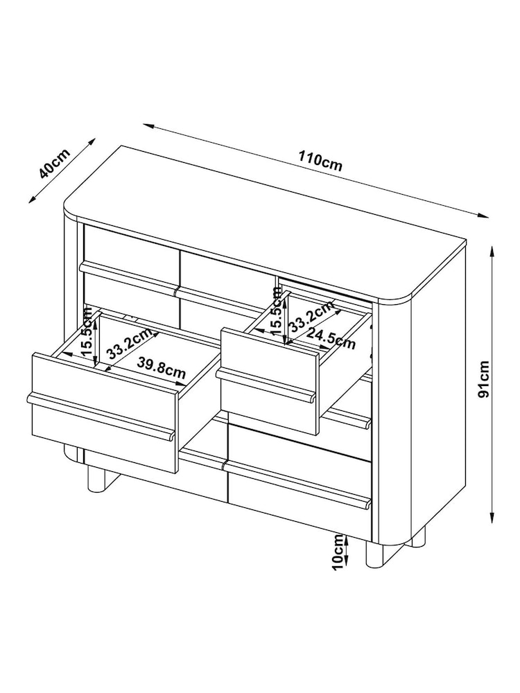 Mid Natural Aviano N. Premium Oak Veneer 7 Drawer Wide Chest of Drawers - Image 11 of 11 Mid Natural Aviano N. Premium Oak Veneer 7 Drawer Wide Chest of Drawers - Image 11 of 11