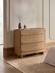 Mid Natural Aviano N. Premium Oak Veneer 7 Drawer Wide Chest of Drawers - Image 2 of 11