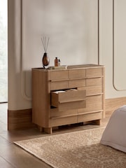 Mid Natural Aviano N. Premium Oak Veneer 7 Drawer Wide Chest of Drawers - Image 3 of 11