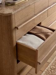 Mid Natural Aviano N. Premium Oak Veneer 7 Drawer Wide Chest of Drawers - Image 4 of 11