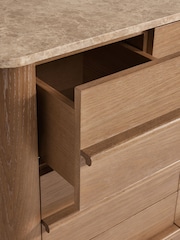 Mid Natural Aviano N. Premium Oak Veneer 7 Drawer Wide Chest of Drawers - Image 5 of 11