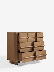 Mid Natural Aviano N. Premium Oak Veneer 7 Drawer Wide Chest of Drawers - Image 9 of 11
