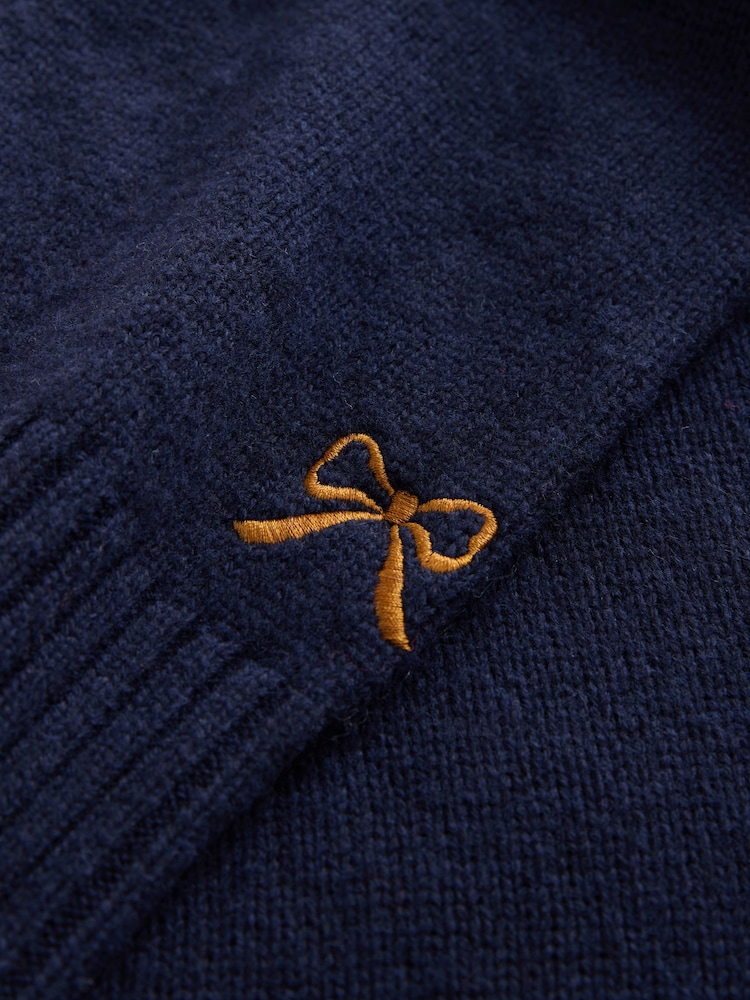 Navy Blue Swan Graphic Long Sleeve Crew Neck Jumper With Wool - Image 9 of 9