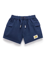 Purebaby Blue Purebaby Blue Linen Blend Shorts - Image 1 of 4