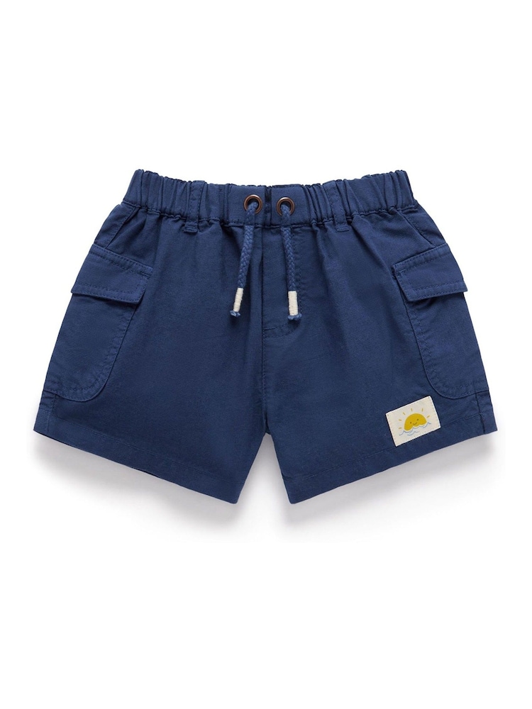 Purebaby Blue Purebaby Blue Linen Blend Shorts - Image 1 of 4