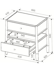 Mid Natural Farndon N. Premium Oak Veneer 2 Drawer Wide Bedside Table - Image 4 of 8