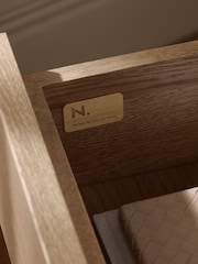 Mid Natural Farndon N. Premium Oak Veneer 2 Drawer Wide Bedside Table - Image 5 of 8