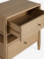 Mid Natural Farndon N. Premium Oak Veneer 2 Drawer Wide Bedside Table - Image 7 of 8