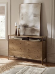 Mid Natural Farndon N. Premium Oak Veneer 6 Drawer Chest of Drawers - Image 2 of 9