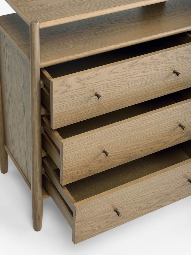 Mid Natural Farndon N. Premium Oak Veneer 6 Drawer Chest of Drawers - Image 9 of 9