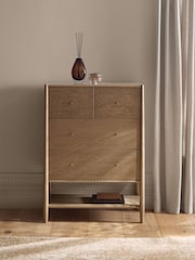 Mid Natural Farndon N. Premium Oak Veneer 4 Drawer Tall Chest of Drawers - Image 1 of 13