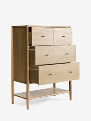 Mid Natural Farndon N. Premium Oak Veneer 4 Drawer Tall Chest of Drawers - Image 11 of 13