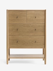 Mid Natural Farndon N. Premium Oak Veneer 4 Drawer Tall Chest of Drawers - Image 12 of 13