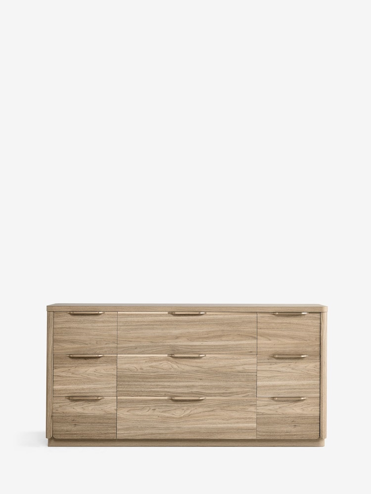 Mid Natural Arlo Oak Effect 9 Drawer Chest of Drawers - Image 1 of 3 Mid Natural Arlo Oak Effect 9 Drawer Chest of Drawers - Image 1 of 3