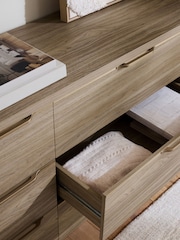 Mid Natural Arlo Oak Effect 9 Drawer Chest of Drawers - Image 3 of 8