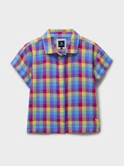 Crew Clothing Pink Short Sleeve Check Linen Blend Shirt - Image 5 of 5