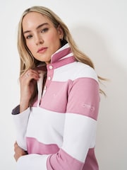 Crew Clothing White/Pink Long Sleeve Stripe Rugby 100% Cotton Shirt - Image 4 of 5