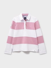 Crew Clothing White/Pink Long Sleeve Stripe Rugby 100% Cotton Shirt - Image 5 of 5